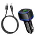 Автомобильное зарядное устройство Borofone BZ14 1USB-A+1USB-C 20W+Q.C3.0 + Кабель Type-C to Type-C Black, Чёрный
