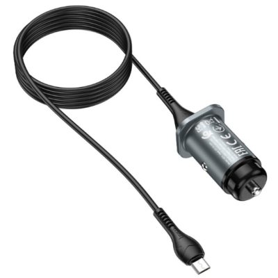 Автомобільний зарядній пристрій NZ4 QC3.0 2USB + Кабель MicroUSB Grey, Сірий