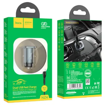 Автомобильное зарядное устройство NZ4 QC3.0 2USB + Кабель MicroUSB Grey, Серый