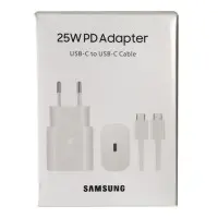 Сетевое зарядное устройство Samsung 25W + Кабель Type-C White, Белый