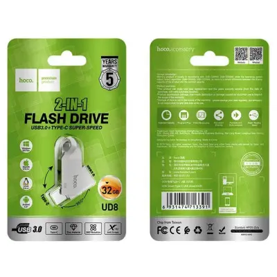 Флеш пам\'ять USB 32Gb Hoco UD8 USB 3.0+Type-C Срібний