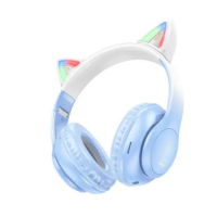 Безпровідні навушники безпровідні Hoco W42 Blue з вушками кошеня, блакитні