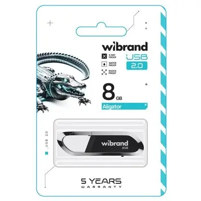 Флеш память USB 8Gb Wibrand Aligator USB 2.0 Черная