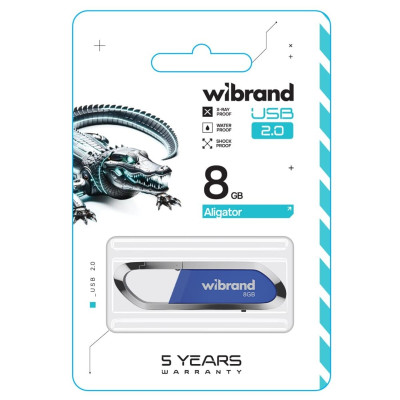 Флеш пам'ять USB 8Gb Wibrand Aligator USB 2.0 Синя