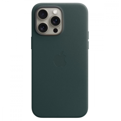 Чехол накладка Leather Case with MagSafe iPhone 15 Темно-зеленая (Evergreen)