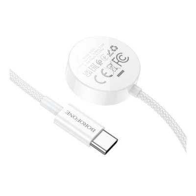 Зарядный кабель USB-C Borofone BQ37 iWatch/Samsung White, Белый