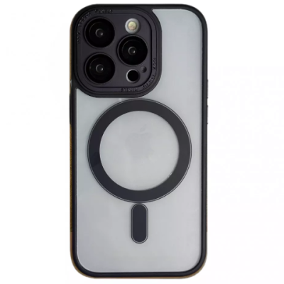 Чехол накладка Metal Buttons with MagSafe iPhone 14 Pro Черная Full Camera