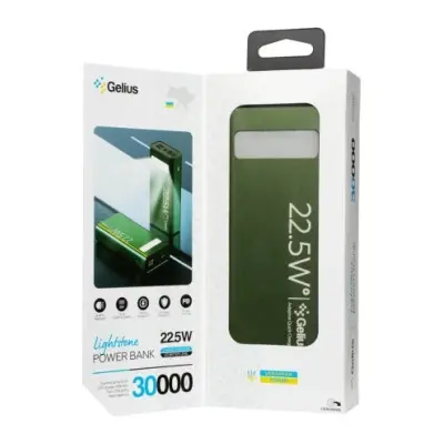Универсальная мобильная батарея Повербанк Gelius Lightstone 22.5w GP-PB300 30000mAh Зеленый Универсальная мобильная батарея Повербанк Gelius Lightstone 22.5w GP-PB300 30000mAh Зеленый