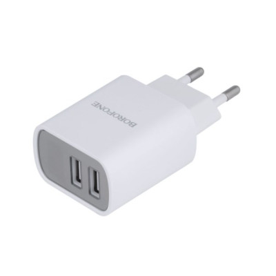 Сетевое зарядное устройство Borofone 2USB BA52A 2.1A+ Lightning White, Белый