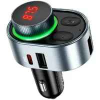 FM Трансмітер Hoco E72 2USB+Type-C 30W Metallic gray, Металево-сірий FM Трансмітер Hoco E72 2USB+Type-C 30W Metallic gray, Металево-сірий