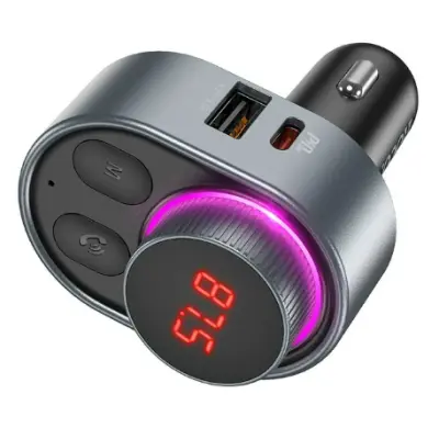 FM Трансмітер Hoco E72 2USB+Type-C 30W Metallic gray, Металево-сірий FM Трансмітер Hoco E72 2USB+Type-C 30W Metallic gray, Металево-сірий