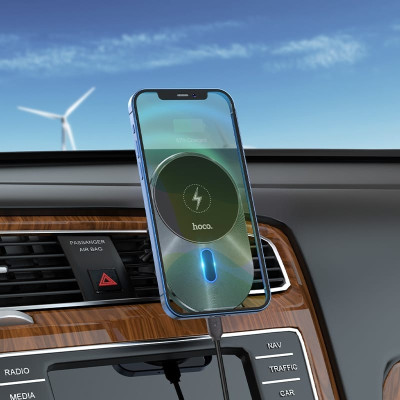 Автотримач Hoco CA91 з БЗП 15W Grey, Сірий