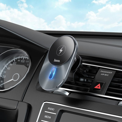 Автотримач Hoco CA91 з БЗП 15W Grey, Сірий