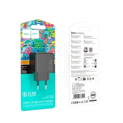Мережевий зарядний пристрій Hoco CS17A 1USB/QC 3.0 22.5W Чорний Мережевий зарядний пристрій Hoco CS17A 1USB/QC 3.0 22.5W Чорний