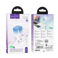 Мережевий зарядний пристрій Hoco C101A PD20W Type-C to Type-C Blue, Блакитний Мережевий зарядний пристрій Hoco C101A PD20W Type-C to Type-C Blue, Блакитний