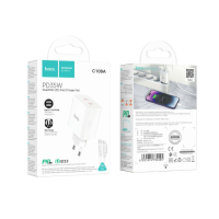 Мережевий зарядний пристрій Hoco C108A PD 35W + Кабель Type-C to Lightning White, Білий
