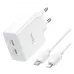 Сетевое зарядное устройство Hoco C108A PD 35W + Кабель Type-C to Lightning White, Белый