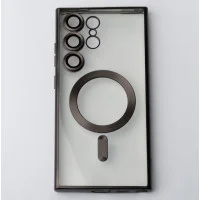 Чохол накладка Metal MagSafe Samsung S24 Ultra (S928) Чорна (Black Titanium)