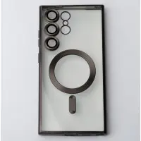 Чехол накладка Metal Matte MagSafe Samsung S24 Ultra (S928) Черная (Black Titanium)