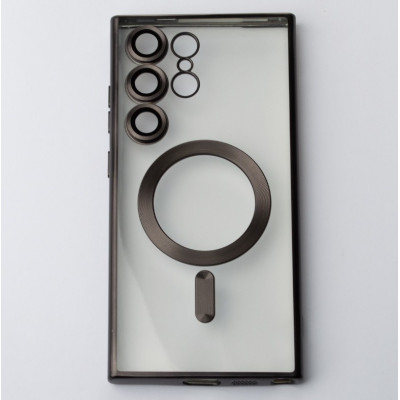 Чехол накладка Metal Matte MagSafe Samsung S24 Ultra (S928) Черная (Black Titanium)