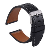Ремешок универсальный 22мм Leather Strap with Stright Tip Черный