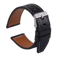 Ремешок универсальный 22мм Leather Strap with Stright Tip Черный