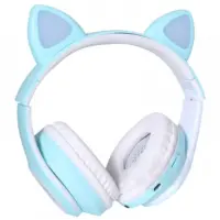 Накладні Безпровідні навушники з вушками кошеня TUCCI CT930 LED Blue, блакитні Накладні Безпровідні навушники з вушками кошеня TUCCI CT930 LED Blue, блакитні