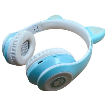 Накладні Bluetooth-навушники з вушками кошеня TUCCI CT930 LED Blue, блакитні