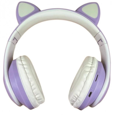 Накладні Bluetooth-навушники з вушками кошеня TUCCI CT930 LED Violet, фіолетові