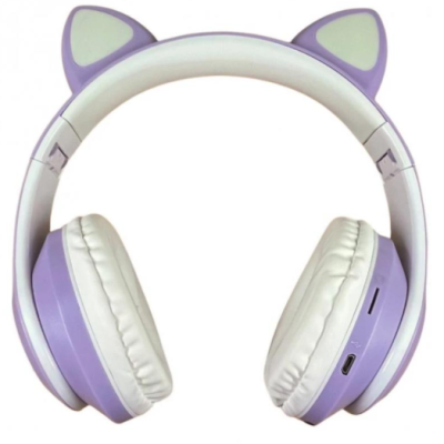 Накладні Безпровідні навушники з вушками кошеня TUCCI CT930 LED Violet, фіолетові