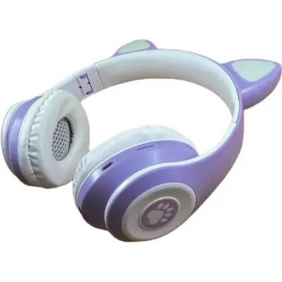 Накладные Беспроводные наушники с кошачьими ушками TUCCI CT930 LED Violet, фиолетовые