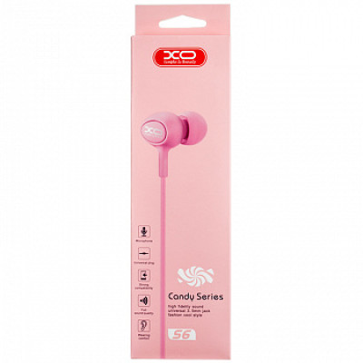 Проводные вакуумные наушники-гарнитура XO S6 Candy Pink, розовый