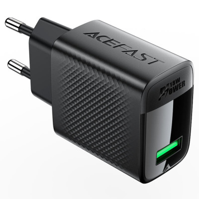 Сетевое зарядное устройство Acefast A90 18W QC3.0 USB-A Black, Черный