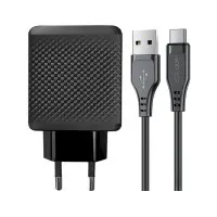 Сетевое зарядное устройство Aсefast A90 18W + Type-C Black, Чёрный Сетевое зарядное устройство Aсefast A90 18W + Type-C Black, Чёрный