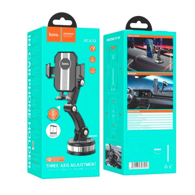 Автотримач Hoco DCA33 Vacuum Чорний (телескопічна ніжка)