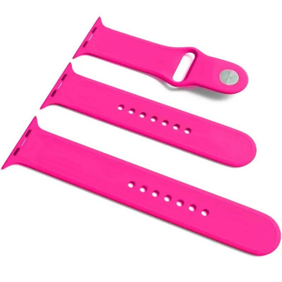 Ремінець Apple Watch 38мм Силікон Яскраво-рожевий/Barbie pink 2од.