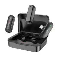 Бездротовий петличний мікрофон Hoco DI56 Twin Type-C, Чорний Бездротовий петличний мікрофон Hoco DI56 Twin Type-C, Чорний