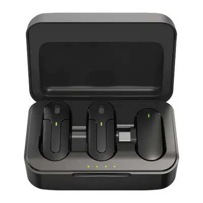 Бездротовий петличний мікрофон Hoco DI56 Twin Type-C, Чорний