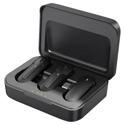 Бездротовий петличний мікрофон Hoco DI56 Twin Type-C, Чорний