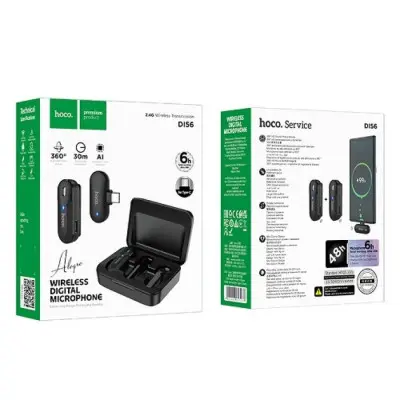 Бездротовий петличний мікрофон Hoco DI56 Twin Type-C, Чорний