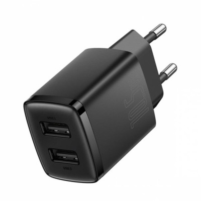 Мережевий зарядний пристрій Baseus Compact 10.5W 2USB Black, Чорний