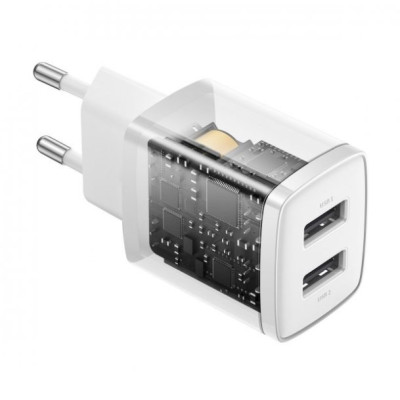 Мережевий зарядний пристрій Baseus Compact 10.5W 2USB White, Білий