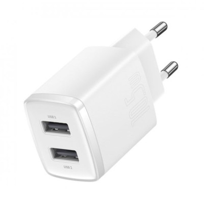 Сетевое зарядное устройство Baseus Compact 10.5W 2USB White, Белый