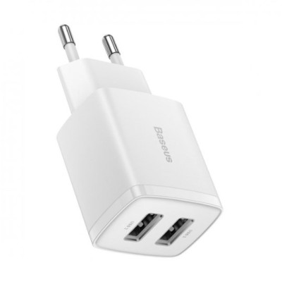 Мережевий зарядний пристрій Baseus Compact 10.5W 2USB White, Білий