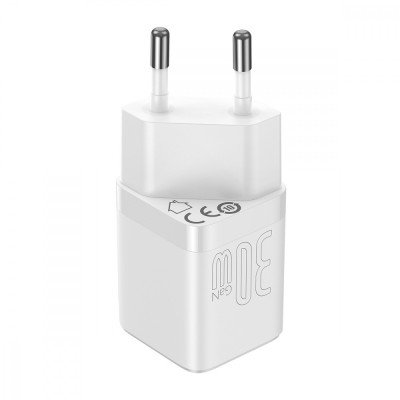 Мережевий зарядний пристрій Baseus GaN3 Fast Charger 30W (1 type-C) White, Білий