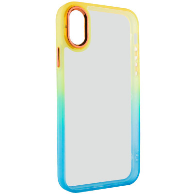 Чехол накладка Fresh sip iPhone XR Бирюзовый/ Оранжевый
