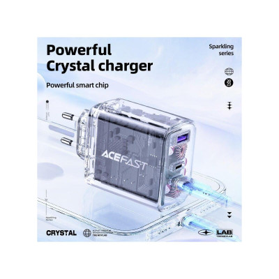 Сетевое зарядное устройство ACEFAST A45 GaN PD65W 2USB-C+USB-A Mountain mist Мятная