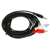 Адаптер AUX (M) 3,5 мм ->2 RCA Y 1.5м, межблочный кабель