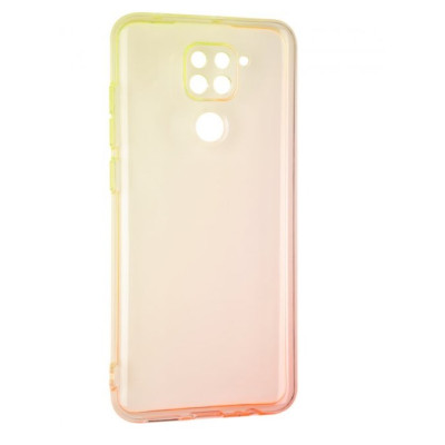 Чехол накладка Ultra Gradient  Xiaomi Redmi Note 9 Желтая/Розовая