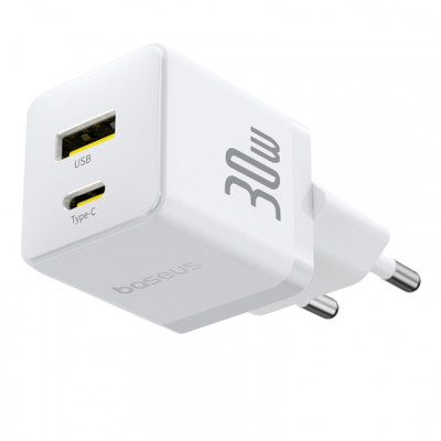 Мережевий зарядний пристрій Baseus Palm 1PD+1USB 30W White, Білий